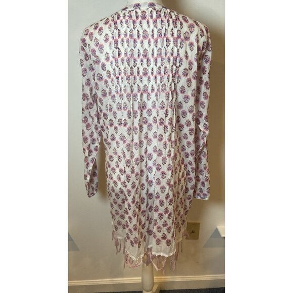 Roller Rabbit Cover Up Swim Fringe Hem Pink White Purple Medium M - Picture 3 of 5